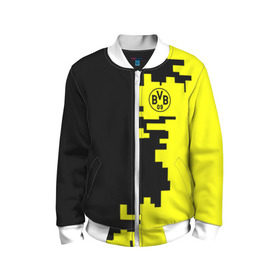 Детский бомбер 3D с принтом Borussia 2018 Geometry Sport в городе Новоалтайск, 100% полиэстер | застегивается на молнию, по бокам два кармана без застежек, мягкие манжеты, по низу бомбера и на воротнике — эластичная резинка | боруссия | дортмунд