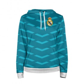Женская толстовка 3D с принтом Real Madrid 2018 Creative II в городе Новоалтайск, 100% полиэстер  | двухслойный капюшон со шнурком для регулировки, мягкие манжеты на рукавах и по низу толстовки, спереди карман-кенгуру с мягким внутренним слоем. | 