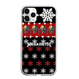 Чехол для iPhone 11 Pro матовый с принтом Праздничный Megadeth в городе Новоалтайск, Силикон |  | Тематика изображения на принте: me | megadeth | группа | дирк вербурен | дэвид эллефсон | дэйв мастейн | знак | кико лоурейро | красный | мегадет | метал | надпись | новогодний | новый год | праздник | рождество | рок | снежинки | трэш