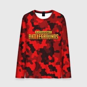 Мужской лонгслив 3D с принтом PUBG Red Military в городе Новоалтайск, 100% полиэстер | длинные рукава, круглый вырез горловины, полуприлегающий силуэт | Тематика изображения на принте: battle royal | playerunknowns battlegrounds | pubg | пабг | пубг