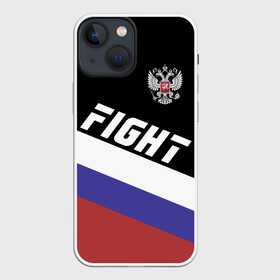 Чехол для iPhone 13 mini с принтом Fight Russia герб и флаг в городе Новоалтайск,  |  | Тематика изображения на принте: mma | russia | ufc | без правил | боец | бой | борец | борьба | буквы | герб | единоборства | золотой | мма | надпись | российская | российский | россия | русский | рф | спорт | уфс | федерация | юфс
