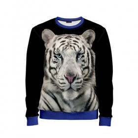 Детский свитшот 3D с принтом White tiger в городе Новоалтайск, 100% полиэстер | свободная посадка, прямой крой, мягкая тканевая резинка на рукавах и понизу свитшота | Тематика изображения на принте: tiger white | белый тигр | дикая кошка | тигр