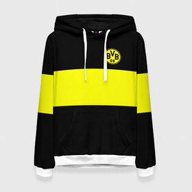 Женская толстовка 3D с принтом Borussia 2018 Black and Yellow в городе Новоалтайск, 100% полиэстер  | двухслойный капюшон со шнурком для регулировки, мягкие манжеты на рукавах и по низу толстовки, спереди карман-кенгуру с мягким внутренним слоем. | боруссия | дортмунд