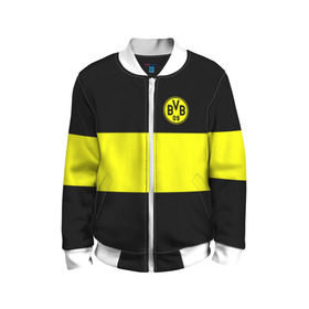 Детский бомбер 3D с принтом Borussia 2018 Black and Yellow в городе Новоалтайск, 100% полиэстер | застегивается на молнию, по бокам два кармана без застежек, мягкие манжеты, по низу бомбера и на воротнике — эластичная резинка | боруссия | дортмунд