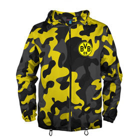 Мужская ветровка 3D с принтом Borussia 2018 Military Sport в городе Новоалтайск, 100% полиэстер | подол и капюшон оформлены резинкой с фиксаторами, два кармана без застежек по бокам, один потайной карман на груди | Тематика изображения на принте: боруссия | дортмунд