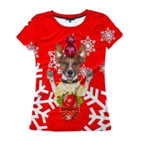 Женская футболка 3D с принтом С наступающим годом! в городе Новоалтайск, 100% полиэфир ( синтетическое хлопкоподобное полотно) | прямой крой, круглый вырез горловины, длина до линии бедер | 