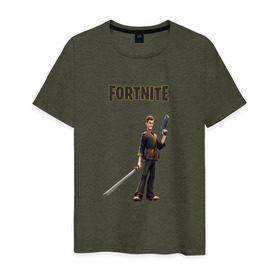 Мужская футболка хлопок с принтом Ninja - Fortnite в городе Новоалтайск, 100% хлопок | прямой крой, круглый вырез горловины, длина до линии бедер, слегка спущенное плечо. | epic games | fort | fortnite battle | fortnite battle royale | fortnite royale | survival | королевский битва