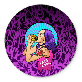 Коврик круглый с принтом Бургер в городе Новоалтайск, резина и полиэстер | круглая форма, изображение наносится на всю лицевую часть | face