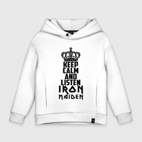 Детское худи Oversize хлопок с принтом Keep calm and listen IM в городе Новоалтайск, френч-терри — 70% хлопок, 30% полиэстер. Мягкий теплый начес внутри —100% хлопок | боковые карманы, эластичные манжеты и нижняя кромка, капюшон на магнитной кнопке | iron maiden | адриан смит | айрон мейден | гроза | группа | дэйв мюррей | железная дева | ирон майден | метал | мрачный | музыка | песни | рок | стив харрис | тяжелый | флаг | хеви | хевиметал