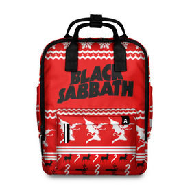 Женский рюкзак 3D с принтом Праздничный Black Sabbath в городе Новоалтайск, 100% полиэстер | лямки с регулируемой длиной, сверху ручки, чтобы рюкзак нести как сумку. Основное отделение закрывается на молнию, как и внешний карман. Внутри два дополнительных кармана, один из которых закрывается на молнию. По бокам два дополнительных кармашка, куда поместится маленькая бутылочка
 | black sabbath | ozzy osbourne | ангелы | билл уорд | гизер батлер | группа | знак | красный | метал | музыка | надпись | новогодний | новый год | оззи | осборн | песни | праздник | ро | рождество | рок | снежинки