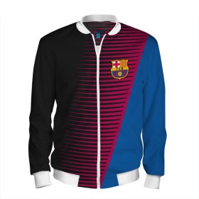 Мужской бомбер 3D с принтом FC Barca 2018 Creative uniform в городе Новоалтайск, 100% полиэстер | застегивается на молнию, по бокам два кармана без застежек, по низу бомбера и на воротнике - эластичная резинка | fc | fc barcelona | fcb | барселона | спорт | спортивные | фк | футбол | футбольный клуб