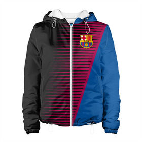 Женская куртка 3D с принтом FC Barca 2018 Creative uniform в городе Новоалтайск, ткань верха — 100% полиэстер, подклад — флис | прямой крой, подол и капюшон оформлены резинкой с фиксаторами, два кармана без застежек по бокам, один большой потайной карман на груди. Карман на груди застегивается на липучку | fc | fc barcelona | fcb | барселона | спорт | спортивные | фк | футбол | футбольный клуб