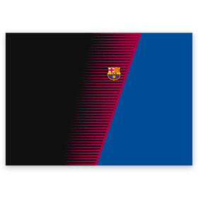 Поздравительная открытка с принтом FC Barca 2018 Creative uniform в городе Новоалтайск, 100% бумага | плотность бумаги 280 г/м2, матовая, на обратной стороне линовка и место для марки
 | Тематика изображения на принте: fc | fc barcelona | fcb | барселона | спорт | спортивные | фк | футбол | футбольный клуб