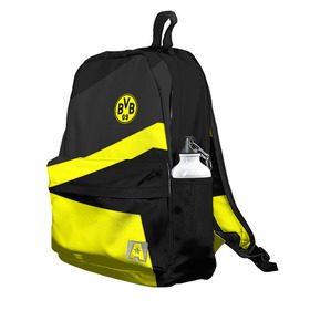 Рюкзак 3D с принтом Borussia 2018 Geometry Sport в городе Новоалтайск, 100% полиэстер | лямки с регулируемой длиной, сверху петелька, чтобы рюкзак можно было повесить на вешалку. Основное отделение закрывается на молнию, как и внешний карман. Внутри два дополнительных кармана, один из которых закрывается на молнию. По бокам два дополнительных кармашка | fc |  borussia dortmund | боруссия | спорт | спортивные | фк | футбол | футбольный клуб