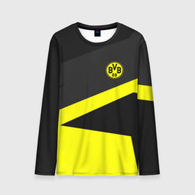 Мужской лонгслив 3D с принтом Borussia 2018 Geometry Sport в городе Новоалтайск, 100% полиэстер | длинные рукава, круглый вырез горловины, полуприлегающий силуэт | Тематика изображения на принте: fc |  borussia dortmund | боруссия | спорт | спортивные | фк | футбол | футбольный клуб