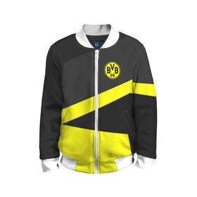 Детский бомбер 3D с принтом Borussia 2018 Geometry Sport в городе Новоалтайск, 100% полиэстер | застегивается на молнию, по бокам два кармана без застежек, мягкие манжеты, по низу бомбера и на воротнике — эластичная резинка | fc |  borussia dortmund | боруссия | спорт | спортивные | фк | футбол | футбольный клуб