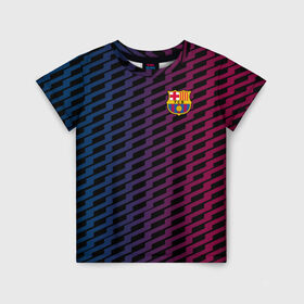 Детская футболка 3D с принтом FC Barca 2018 Creative uniform в городе Новоалтайск, 100% гипоаллергенный полиэфир | прямой крой, круглый вырез горловины, длина до линии бедер, чуть спущенное плечо, ткань немного тянется | fc | fc barcelona | fcb | барселона | спорт | спортивные | фк | футбол | футбольный клуб
