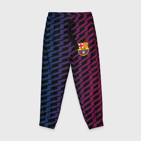 Детские брюки 3D с принтом FC Barca 2018 Creative uniform в городе Новоалтайск, 100% полиэстер | манжеты по низу, эластичный пояс регулируется шнурком, по бокам два кармана без застежек, внутренняя часть кармана из мелкой сетки | Тематика изображения на принте: fc | fc barcelona | fcb | барселона | спорт | спортивные | фк | футбол | футбольный клуб