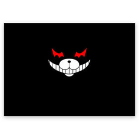 Поздравительная открытка с принтом Monokuma Black в городе Новоалтайск, 100% бумага | плотность бумаги 280 г/м2, матовая, на обратной стороне линовка и место для марки
 | Тематика изображения на принте: danganronpa | monokuma | данганронпа | монокума