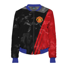 Женский бомбер 3D с принтом F.C.M.U 2018 Abstract uniform в городе Новоалтайск, 100% полиэстер | застегивается на молнию, по бокам два кармана без застежек, мягкие манжеты, по низу бомбера и на воротнике — эластичная резинка | fc | manchester united | манчестер юнайтед | спорт | спортивные | фк | футбол | футбольный клуб