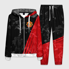 Мужской костюм 3D с принтом F C M U 2018 Abstract uniform в городе Новоалтайск, 100% полиэстер | Манжеты и пояс оформлены тканевой резинкой, двухслойный капюшон со шнурком для регулировки, карманы спереди | fc | manchester united | манчестер юнайтед | спорт | спортивные | фк | футбол | футбольный клуб