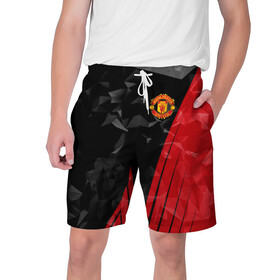 Мужские шорты 3D с принтом F.C.M.U 2018 Abstract uniform в городе Новоалтайск,  полиэстер 100% | прямой крой, два кармана без застежек по бокам. Мягкая трикотажная резинка на поясе, внутри которой широкие завязки. Длина чуть выше колен | fc | manchester united | манчестер юнайтед | спорт | спортивные | фк | футбол | футбольный клуб
