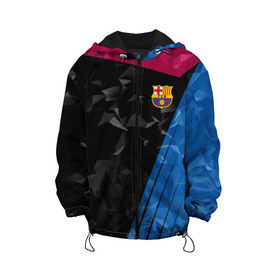 Детская куртка 3D с принтом FC Barca 2018 Creative uniform в городе Новоалтайск, 100% полиэстер | застежка — молния, подол и капюшон оформлены резинкой с фиксаторами, по бокам — два кармана без застежек, один потайной карман на груди, плотность верхнего слоя — 90 г/м2; плотность флисового подклада — 260 г/м2 | Тематика изображения на принте: fc | fc barcelona | fcb | барселона | спорт | спортивные | фк | футбол | футбольный клуб