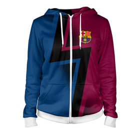 Женская толстовка 3D на молнии с принтом FC Barca 2018 Creative uniform в городе Новоалтайск, 100% полиэстер | длина до линии бедра, манжеты и пояс оформлены мягкой тканевой резинкой, двухслойный капюшон со шнурком для регулировки, спереди молния, по бокам два кармана | fc | fc barcelona | fcb | барселона | спорт | спортивные | фк | футбол | футбольный клуб