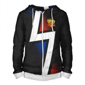 Мужская толстовка 3D на молнии с принтом RUSSIA - Tricolor Collection в городе Новоалтайск, 100% полиэстер | длина до линии бедра, манжеты и пояс оформлены мягкой тканевой резинкой, двухслойный капюшон со шнурком для регулировки, спереди молния, по бокам два кармана | russia  | герб | россия | флаг