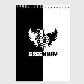 Скетчбук с принтом Green Day в городе Новоалтайск, 100% бумага
 | 48 листов, плотность листов — 100 г/м2, плотность картонной обложки — 250 г/м2. Листы скреплены сверху удобной пружинной спиралью | green day | билли джо армстронг | грин дей | майк дёрнт | музыка | тре кул