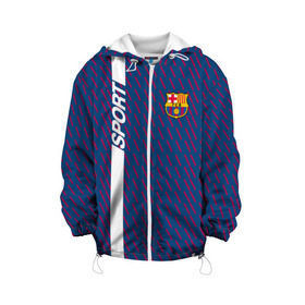 Детская куртка 3D с принтом FC Barca 2018 Creative uniform в городе Новоалтайск, 100% полиэстер | застежка — молния, подол и капюшон оформлены резинкой с фиксаторами, по бокам — два кармана без застежек, один потайной карман на груди, плотность верхнего слоя — 90 г/м2; плотность флисового подклада — 260 г/м2 | Тематика изображения на принте: fc | fc barcelona | fcb | барселона | спорт | спортивные | фк | футбол | футбольный клуб