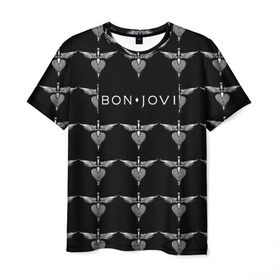 Мужская футболка 3D с принтом Bon Jovi в городе Новоалтайск, 100% полиэфир | прямой крой, круглый вырез горловины, длина до линии бедер | bon | jovi | бон | джови