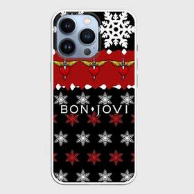 Чехол для iPhone 13 Pro с принтом Праздничный Bon Jovi в городе Новоалтайск,  |  | Тематика изображения на принте: bon | jovi | бон | группа | джови | новогодний | новый год | праздник | рождество | рок | снежинки