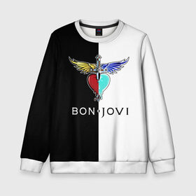 Детский свитшот 3D с принтом Bon Jovi в городе Новоалтайск, 100% полиэстер | свободная посадка, прямой крой, мягкая тканевая резинка на рукавах и понизу свитшота | bon | jovi | бон | бон джови | джови | рок группа