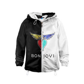 Детская ветровка 3D с принтом Bon Jovi в городе Новоалтайск, 100% полиэстер | подол и капюшон оформлены резинкой с фиксаторами, по бокам два кармана без застежек, один потайной карман на груди | bon | jovi | бон | бон джови | джови | рок группа