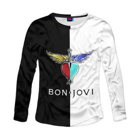 Женский лонгслив 3D с принтом Bon Jovi в городе Новоалтайск, 100% полиэстер | длинные рукава, круглый вырез горловины, полуприлегающий силуэт | bon | jovi | бон | бон джови | джови | рок группа