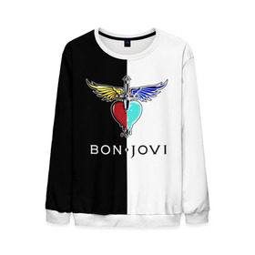 Мужской свитшот 3D с принтом Bon Jovi в городе Новоалтайск, 100% полиэстер с мягким внутренним слоем | круглый вырез горловины, мягкая резинка на манжетах и поясе, свободная посадка по фигуре | Тематика изображения на принте: bon | jovi | бон | бон джови | джови | рок группа