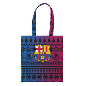 Сумка 3D повседневная с принтом FC Barca Новогодний в городе Новоалтайск, 100% полиэстер | Плотность: 200 г/м2; Размер: 34×35 см; Высота лямок: 30 см | fc | fc barcelona | fcb | барселона | спорт | спортивные | фк | футбол | футбольный клуб