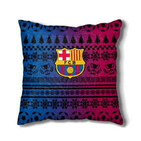 Подушка 3D с принтом FC Barca Новогодний в городе Новоалтайск, наволочка – 100% полиэстер, наполнитель – холлофайбер (легкий наполнитель, не вызывает аллергию). | состоит из подушки и наволочки. Наволочка на молнии, легко снимается для стирки | fc | fc barcelona | fcb | барселона | спорт | спортивные | фк | футбол | футбольный клуб