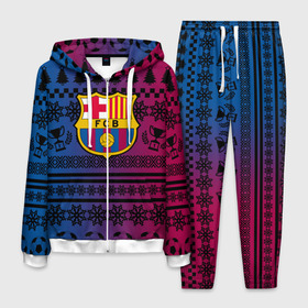 Мужской костюм 3D с принтом FC Barca Новогодний в городе Новоалтайск, 100% полиэстер | Манжеты и пояс оформлены тканевой резинкой, двухслойный капюшон со шнурком для регулировки, карманы спереди | Тематика изображения на принте: fc | fc barcelona | fcb | барселона | спорт | спортивные | фк | футбол | футбольный клуб