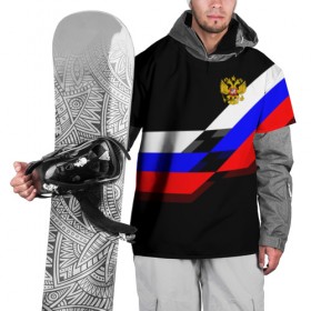 Накидка на куртку 3D с принтом RUSSIA - Black Collection в городе Новоалтайск, 100% полиэстер |  | russia | герб | россия | триколор | флаг