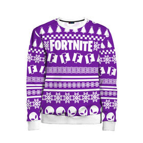 Детский свитшот 3D с принтом Свитер Fortnite в городе Новоалтайск, 100% полиэстер | свободная посадка, прямой крой, мягкая тканевая резинка на рукавах и понизу свитшота | 2020 | christmas | fortnite | happy new year | llama | marry christmas | new year | snow | winter | новогодний | новый год | снег | фортнайт