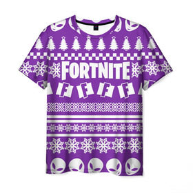 Мужская футболка 3D с принтом Свитер Fortnite в городе Новоалтайск, 100% полиэфир | прямой крой, круглый вырез горловины, длина до линии бедер | 2020 | christmas | fortnite | happy new year | llama | marry christmas | new year | snow | winter | новогодний | новый год | снег | фортнайт