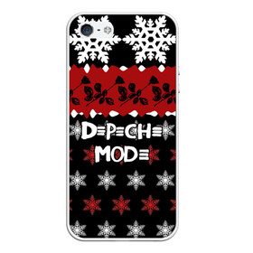 Чехол для iPhone 5/5S матовый с принтом Праздничный Depeche Mode в городе Новоалтайск, Силикон | Область печати: задняя сторона чехла, без боковых панелей | depeche mode | вестник моды | депеш мод | дэйв гаан | мартин гор | новогодний | новый год | рождество | роза | снежинки | энди флетчер