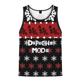 Мужская майка 3D с принтом Праздничный Depeche Mode в городе Новоалтайск, 100% полиэстер | круглая горловина, приталенный силуэт, длина до линии бедра. Пройма и горловина окантованы тонкой бейкой | depeche mode | вестник моды | депеш мод | дэйв гаан | мартин гор | новогодний | новый год | рождество | роза | снежинки | энди флетчер