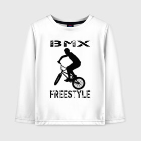 Детский лонгслив хлопок с принтом BMX FreeStyle в городе Новоалтайск, 100% хлопок | круглый вырез горловины, полуприлегающий силуэт, длина до линии бедер | bmx | freestyle | велик | велосипед | трюки | экстрим