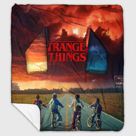 Плед с рукавами с принтом Stranger Things в городе Новоалтайск, 100% полиэстер | Закругленные углы, все края обработаны. Ткань не мнется и не растягивается. Размер 170*145 | Тематика изображения на принте: stranger things | очень странные дела