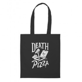 Сумка 3D повседневная с принтом Death By Pizza в городе Новоалтайск, 100% полиэстер | Плотность: 200 г/м2; Размер: 34×35 см; Высота лямок: 30 см | рука | скелет | умереть от пицы