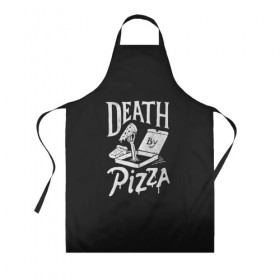 Фартук 3D с принтом Death By Pizza в городе Новоалтайск, 100% полиэстер | общий размер — 65 х 85 см, ширина нагрудника — 26 см, горловина — 53 см, длина завязок — 54 см, общий обхват в поясе — 173 см. Принт на завязках и на горловине наносится с двух сторон, на основной части фартука — только с внешней стороны | рука | скелет | умереть от пицы