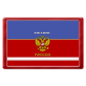 Магнит 45*70 с принтом Хоккеист Денис в городе Новоалтайск, Пластик | Размер: 78*52 мм; Размер печати: 70*45 | russia | герб россии | ден | денис | дениска | денчик | дэн | форма хоккейная | хоккей